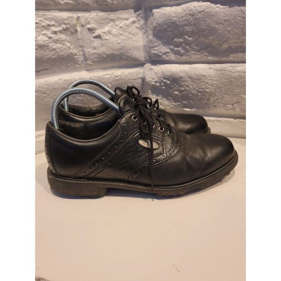 FOOTJOY 57804 Black Leather Golf Shoes Men's Size 8 M - Picture 1 of 12